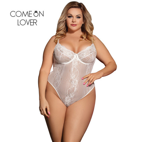 Comeonlover Glamour Underwire Fashion Sheer Teddy Lace White Black