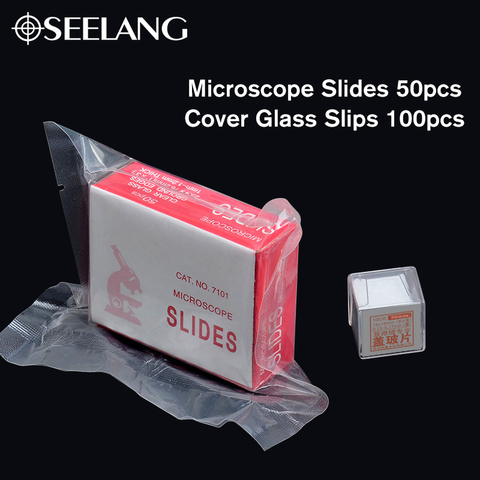 Biological Microscope Slides 50pcs +100pcs Cover Glass Slips for Preparation of Specimen Microscope Slides Glass Cover Slips ► Photo 1/3