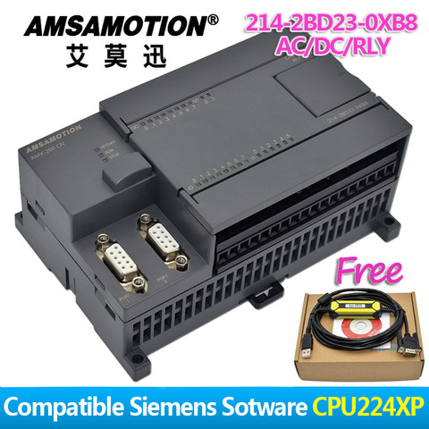 Promotion!!! Amsamotion PLC S7-200CN CPU224XP 14I/10O 2AI 1AO AC/DC/RLY 6ES7 214-2BD23-0XB8 With PPI Cable Free ► Photo 1/6