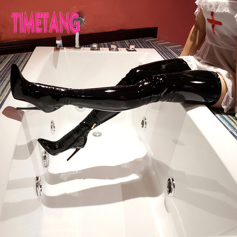 TIMETANG Personal Customization Boots Customize Sexy Woman Over the Knee Pointed Toe Thin Heel Boot Show/T-stage/Night Club Shoe ► Photo 1/6