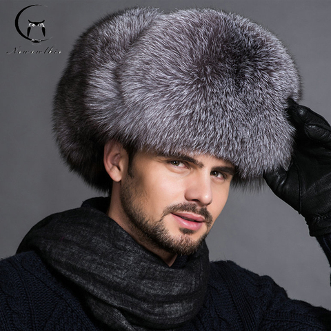 Hot high-end luxury fur hat Men's fox fur hat Lei Feng cap ear cap fur necessary hat Real fur hat 100% Sheepskin top fox hat ► Photo 1/5