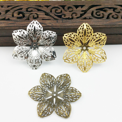 20pcs 43mm Filigree  flower Wraps Metal Charms For Embellishment Scrapbook DIY Jewelry Craft  Wraps Connectors Metal Crafts ► Photo 1/6