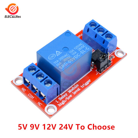 1 Channel Relay Module 5V 9V 12V 24V high and low level trigger relay control switch with optocoupler module ► Photo 1/6