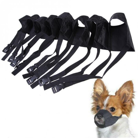 Pet Nylon Adjustable Mask Bark Bite Soft Mouth Muzzle Grooming Anti Stop Chewing For Small Large Dog Black ► Photo 1/6