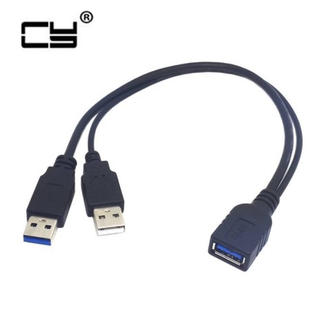 USB 3.0 Female to Dual USB Male Extra Power Data Y Extension Cable for 2.5