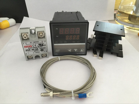 Digital PID 100-240VAC REX C700FK02-V*AN Temperature Controller  0-400C OUTPUT SSR+k 1M M6 Thermocouple+SSR40DA 40A+Heat Sink ► Photo 1/1