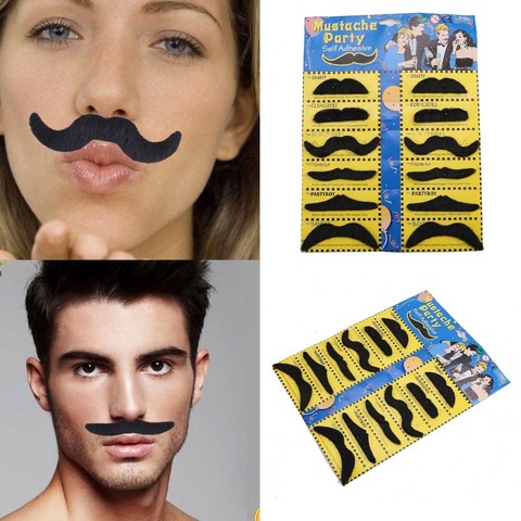Novelty Fake Mustaches,42 Pcs Self Adhesive Fake Beard,Funny Mustaches for Masquarade,Halloween,Birthday and Fiesta Party