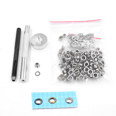 100 sets  5mm metal eyelets and installation tools rivet Buttons Metal pores Eyelet tool Sewing patch Clothing & Accessories ► Photo 1/6