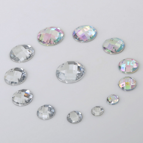 8/10/12/14/16/18/20mm Sewing Flatback Rhinestone Two Holes Sew On Strass Crystal Stones For DIY Wedding Dress Clothes Decoration ► Photo 1/4