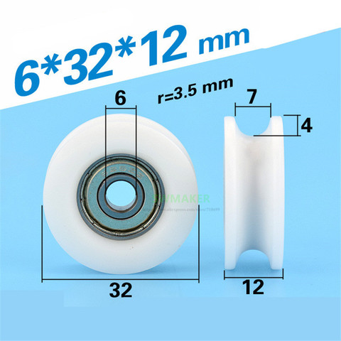 SWMAKER 6*32*12mm U type groove, plastic POM, guide wheel through 7mm diameter groove wheel, rolling pulley, bearing wheel ► Photo 1/4