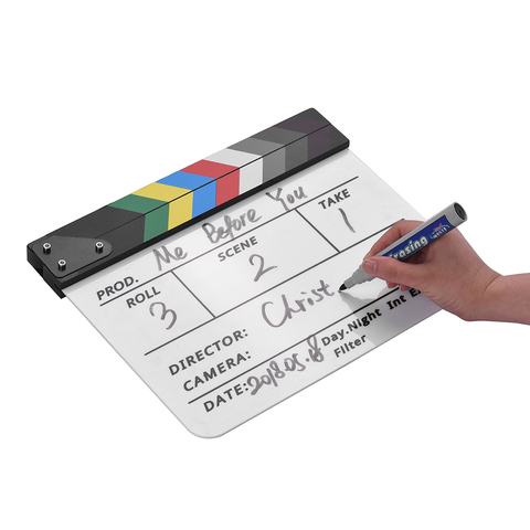Andoer Acrylic Clapboard Dry Erase for TV Film Movie Director Cut Action Scene Clapper Board Slate With Marker Pen Eraser ► Photo 1/6