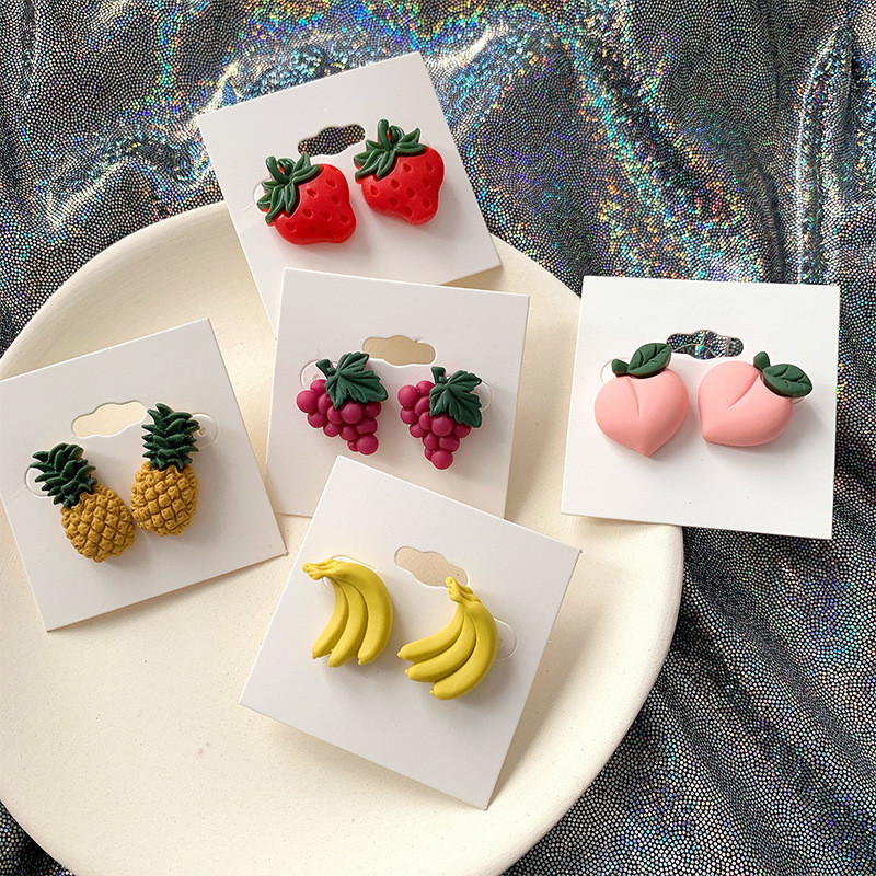 Fashion Fruit-Series Statement Dangle Ear Stud Earrings Woman Jewelry Peach