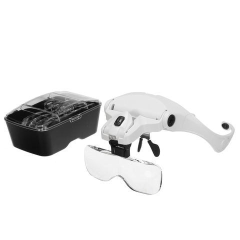 1set Adjustable 5 Lens Loupe Headband Magnifying Glass Magnifier LED Light lamp Magnifying Glasses For Eyelash Extension Beauty ► Photo 1/6