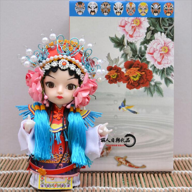 Chinese Beijing Peking Opera Characters Silk Dolls Folk Features Handmade Crafts 