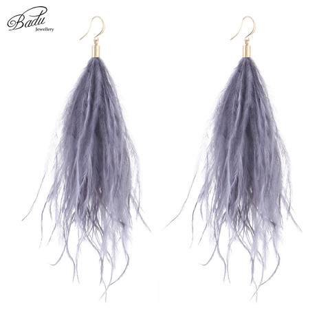 Badu Light Feather Earring Simplicity Women Long Ostrich Feathers Fur 9 Colors Dangle Earrings Jewelry Vintage Fashion Christmas ► Photo 1/6