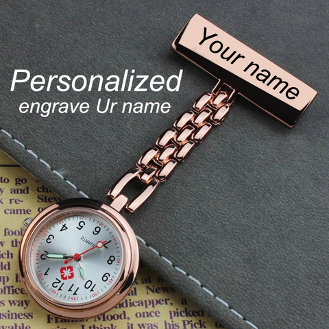 Personalized Customized Engraved with Your Name Stainless Steel Lapel Pin Brooch TOP Quality Rose Gold Fob Nurse Watch ► Photo 1/6