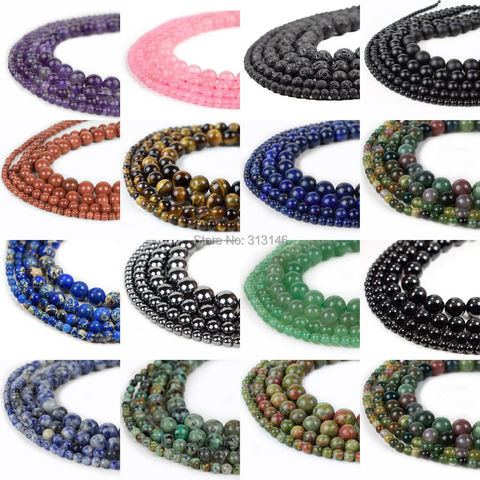 Natural Assorted Mixed Gem Round Loose Strand Stone Beads for DIY Necklace Bracelet Jewelry Making Pick Size 4 6 8 10 12 14mm ► Photo 1/6