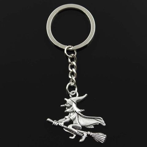 New Keychain 36x34mm Witch On Broomstick Halloween Pendants DIY Men Car Key Chain Ring Holder Keyring Souvenir Jewelry Gift ► Photo 1/4