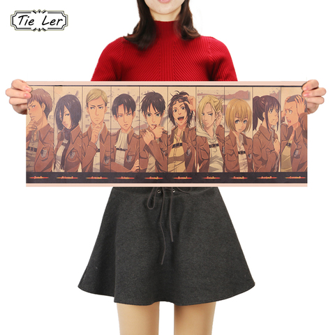 TIE LER Attack on Titan Character Collection Poster Classic Cartoon Anime Kraft Paper Wall Sticker Room Decoration Wallpaper ► Photo 1/6