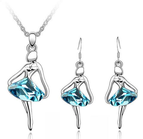 Bal set dancing angle girl Pendant fashion Jewelry set Necklace Earrings dropshipping bridal women quality Austria Crystal ► Photo 1/6
