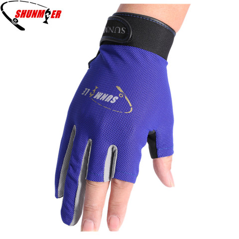 SUNMILE Fishing Gloves  3 Half Finger Durable Anti-Slip Breathable Pu And Neoprene Sport Gloves Pesca Tackle Insulated Luvas ► Photo 1/6