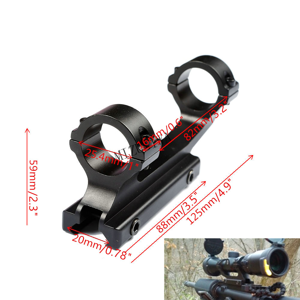 25.4mm Rifle Scope Mount Dual Ring Dovetail Long 20mm Rail Laser Mount Adapter 