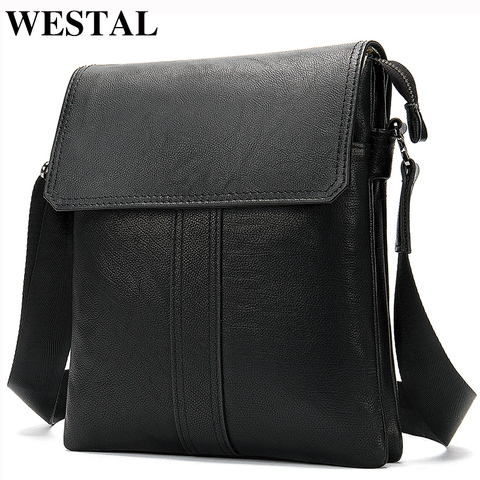 WESTAL Men's Shoulder Bag Genuine Leather Black Crossbody Bags for Men Bags High Quality Mens Messenger Bags Mid Men Leather Bag ► Photo 1/6
