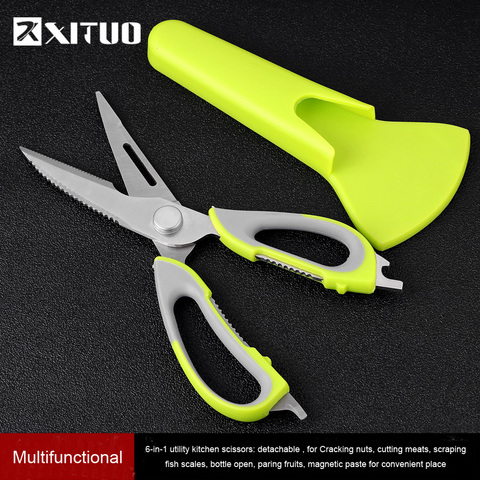 XITUO 7 In 1 Kitchen Scissors Magnetic Knife Seat Removable Stainless Steel Scissors For Fish Chicken Cutter Shears Cooking New ► Photo 1/6