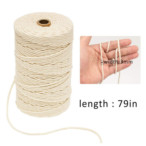 Beige Cotton Macrame Cord, Natural White Twisted Rope, Craft