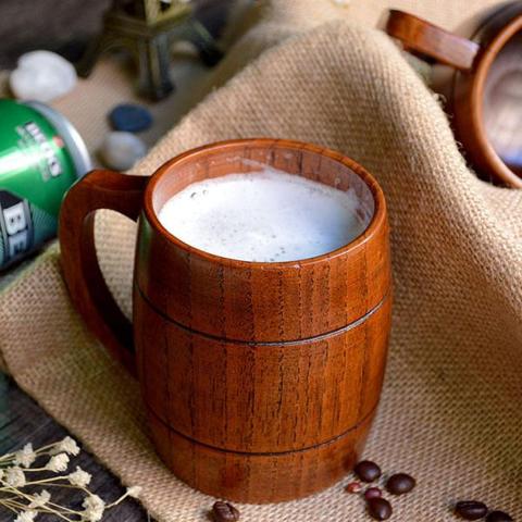 Wooden Tankard Beer Stein Mug Souvenir Handmade Cup Barrel Drinkware 400mL Natural Oak Wood Cups ► Photo 1/6