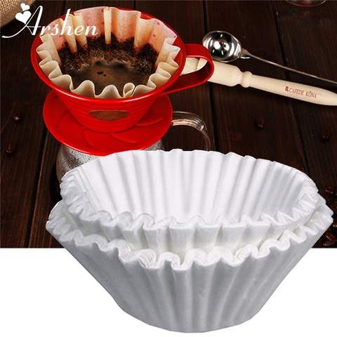 Arshen 50pcs/Set White Coffee Filters Single Serving Paper for Coffee Machine 24CM White Filter Paper Cake Cup Coffee Paper Bowl ► Photo 1/6