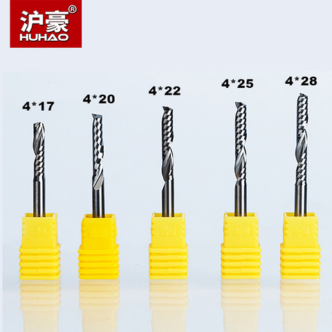 HUHAO 5pcs/lot  Single Flute Spiral Cutter Router Bit  Shank 4mm CNC End Mill For Acrylic Carbide Milling Cutter Tugsten Steel ► Photo 1/6