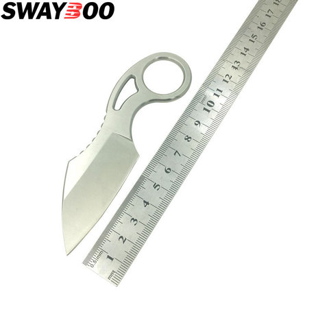 Swayboo EDC integrated keel handle D2 Steel Camping Knives 60 HRC Ring Mini Knife Fixed Blade Survival Knife With Sheath ► Photo 1/6