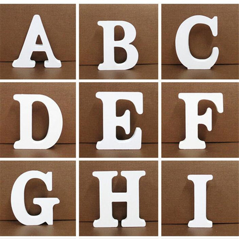 1pc 10CMX10CM White Wooden Letter English Alphabet DIY Personalised Name Design Art Craft Free Standing Heart Wedding Home Decor ► Photo 1/6