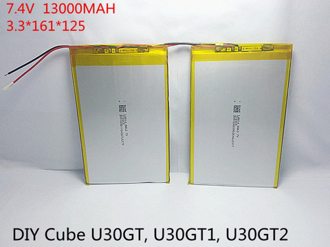 7.4V 13000mAh Tablets Batteries DIY U30GT, U30GT1, U30GT2 dual four-core tablet pc battery 33161125 Size:3.3 * 161 * 125 mm ► Photo 1/5