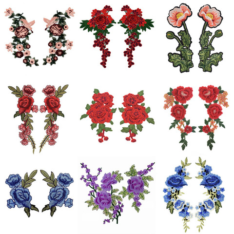 1 Pair On Patches For Clothing Multicolor Rose Flower Embroidery Patch Appliques Badge Stickers For Clothes ► Photo 1/5