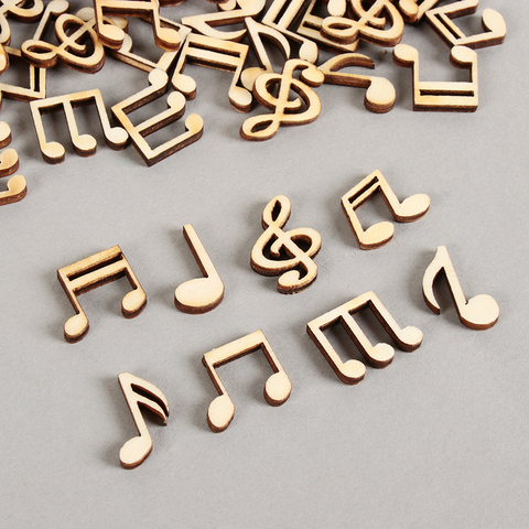 100Pcs/Pack 14x15mm Mix Wooden Cute Music Notes Handcrafts Wooden Decor Scrapbooking For DIY Accessories Home Decor Dropshipping ► Photo 1/6