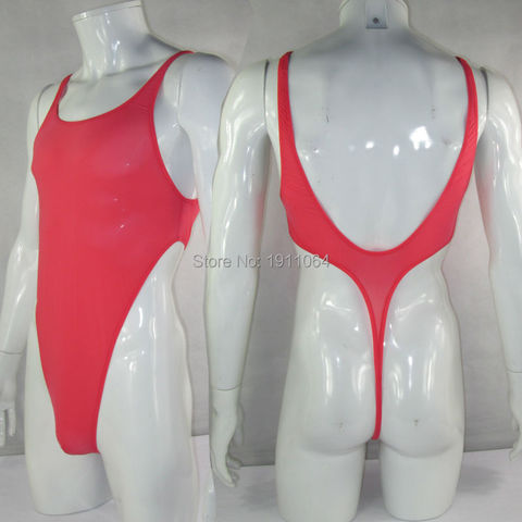 Mens Thong Bodysuit Stretchy High Cut Deep V-neck Thin Nylon Spandex G5282 ► Photo 1/6
