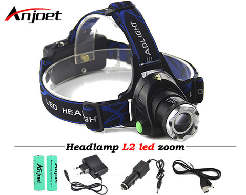 Anjoet Cree XML-L2 XM-L T6 Led Headlamp Zoomable Headlight Waterproof Head Torch flashlight Head lamp Fishing Hunting Light ► Photo 1/1