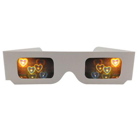 50pcs 3D Diffraction heart Rainbow Gratings Glasses, White Paper Frame for Fireworks EDM Rave Laser wedding glasses ► Photo 1/5