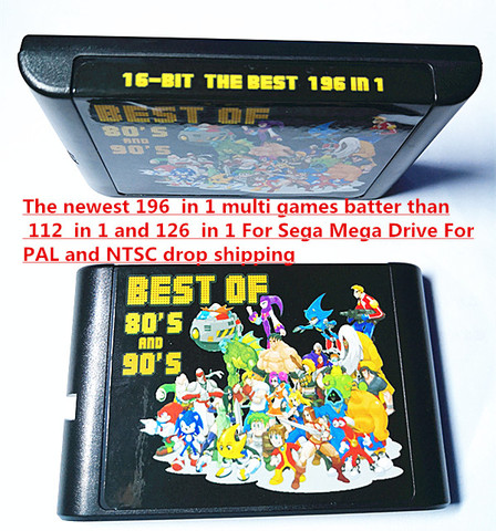 The newest 196  in 1 multi games batter than 112  in 1 and 126  in 1 For Sega Mega Drive For PAL and NTSC drop shipping ► Photo 1/6