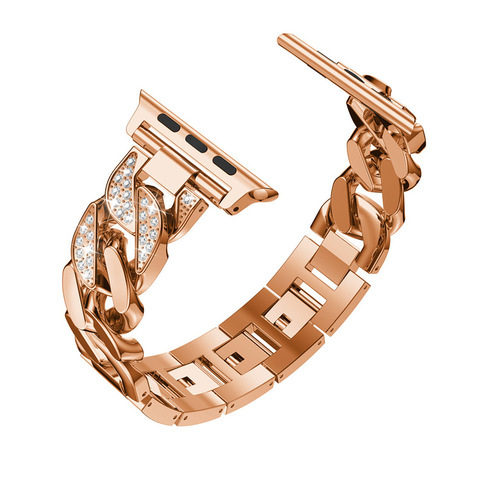 Women Ladies Bracelet for Apple Watch Band Series 6 SE 5 4 3 2 Fashionable Diamond Cowboy Chains Strap Metal Link 38/42/40/44mm ► Photo 1/6