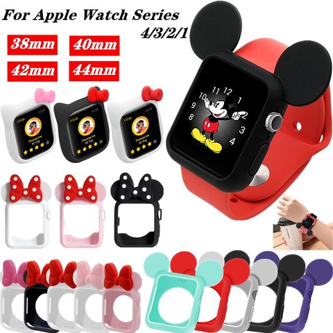 Soft Silicone Replacement Cove bumper For Apple Watch 4 44/40mm Cute Minnie Protective Case for iWatch 3/2/1 Accessories 38/42mm ► Photo 1/6