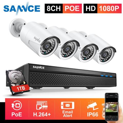 SANNCE 8CH 1080P HDMI POE NVR Kit CCTV Security System 2MP IR Outdoor Audio Record IP Camera Home Video Surveillance CCTV Kit ► Photo 1/6