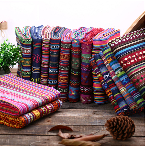 Sofa Cover Fabric DIY Ethnic Bag Curtain Cotton Linen Fabrics Textile For Patchwork Sofas Materials Cloth Fabric Tissu D20 ► Photo 1/6