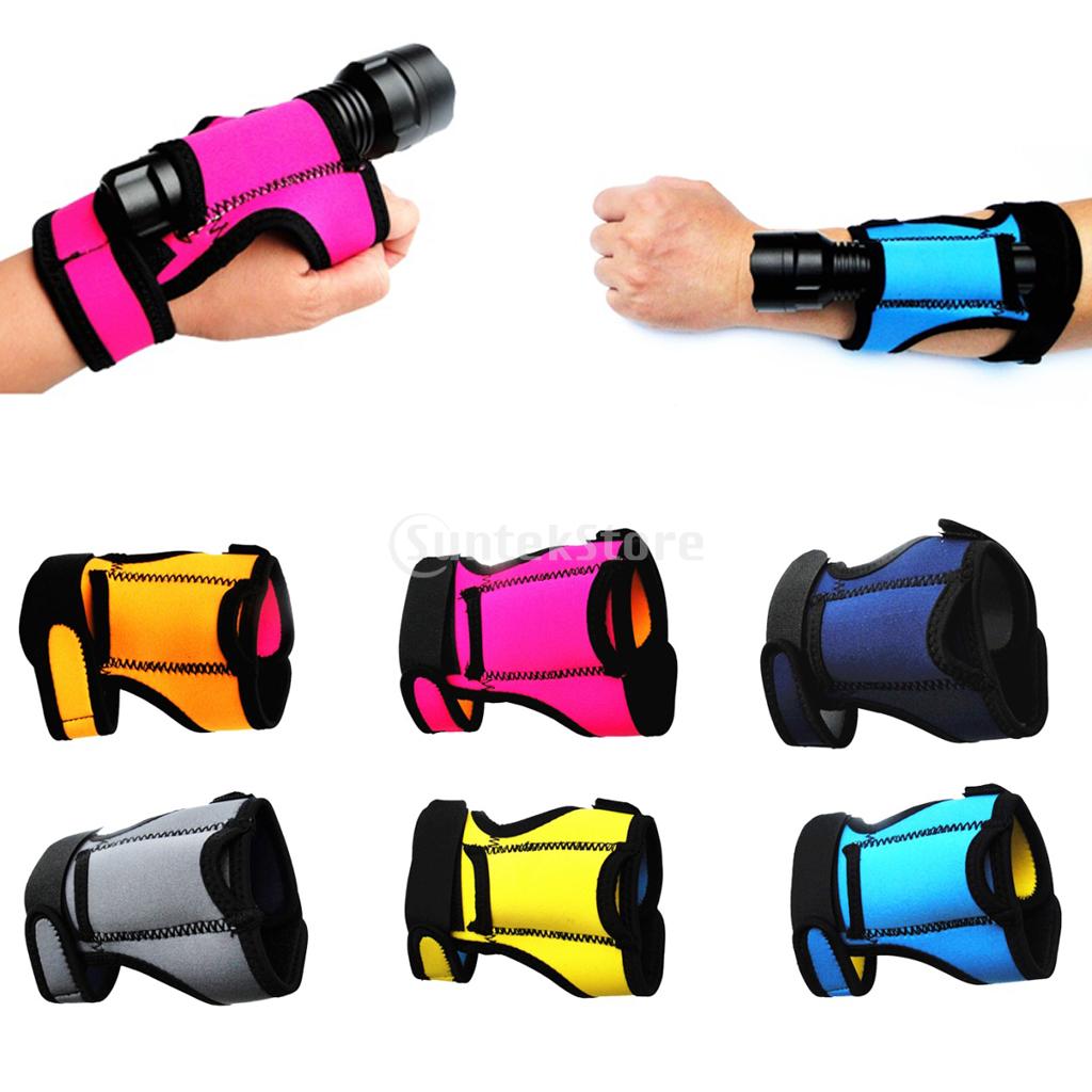 Scuba Dive Neoprene Glove Torch Hand Free Light Holder for Underwater Flashlight