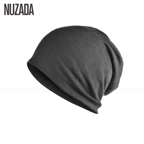 Brand NUZADA Solid Color Unisex Men Women Skullies Beanies Hedging Cap Knit Knitted Cotton Double Layer Fabric Caps Bonnet Hat ► Photo 1/6