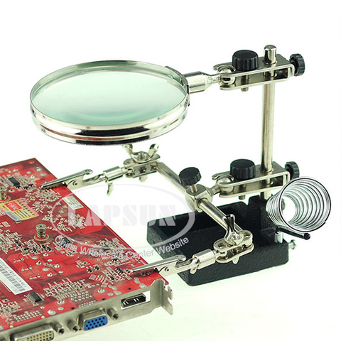 Hand PCBA Inspection Soldering Stand Clamp Clip Helping 4X Magnifying Magnifier Glass Lens Tool Kit JM508 ► Photo 1/5