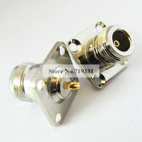 10pcs N type female jack RF COAX connector 4-hole panel mount w.solder cup ► Photo 1/3
