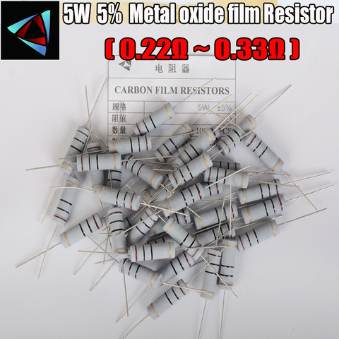 5PCS 5% 5W Metal Oxide Film Resistor 0.22 0.24 0.27 0.3 0.33 ohm Carbon Film Resistor ► Photo 1/1